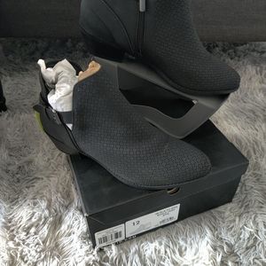 Black Faux Leather Buckle Laser Cut Ankle Boot (WW)